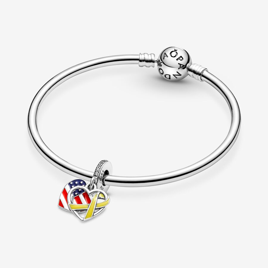 Pendre Pandora Heart Flag & Remembrance Ribbon Double Argent | 6805-YKFEG