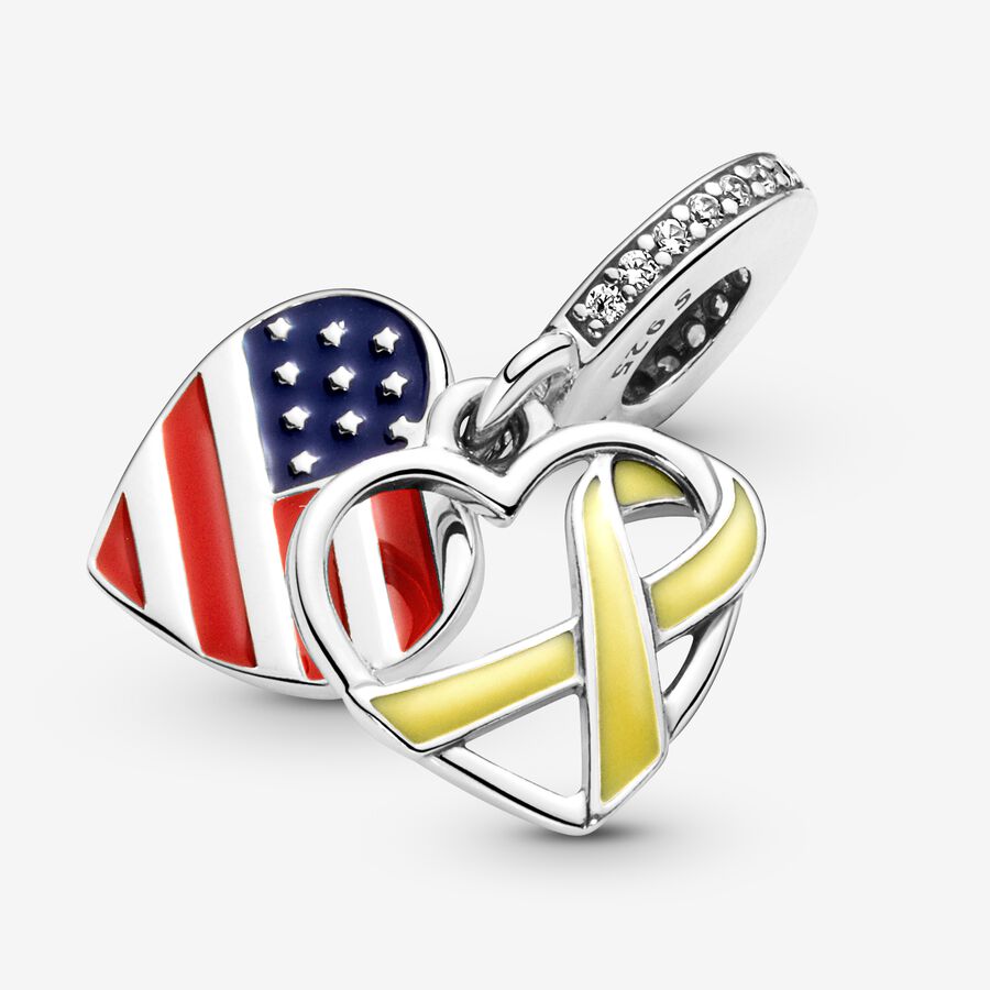 Pendre Pandora Heart Flag & Remembrance Ribbon Double Argent | 6805-YKFEG