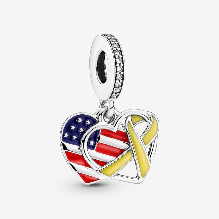 Pendre Pandora Heart Flag & Remembrance Ribbon Double Argent | 6805-YKFEG