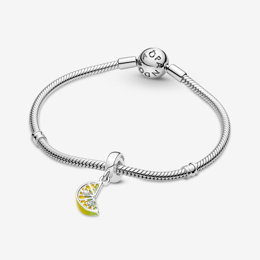 Pendre Pandora Lemon Slice Sparkling Fruit Argent | 7524-CXRGS