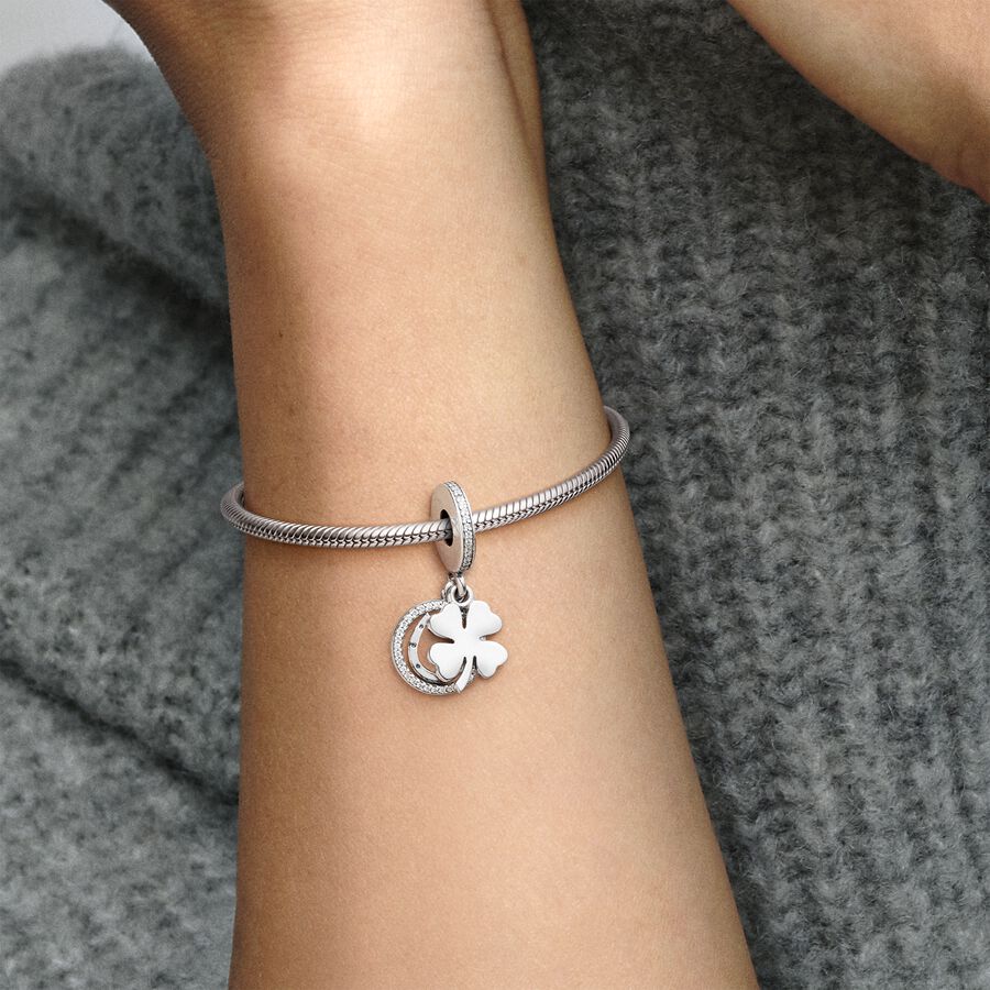 Pendre Pandora Lucky Four-Leaf Clover Argent | 1648-LOYHF