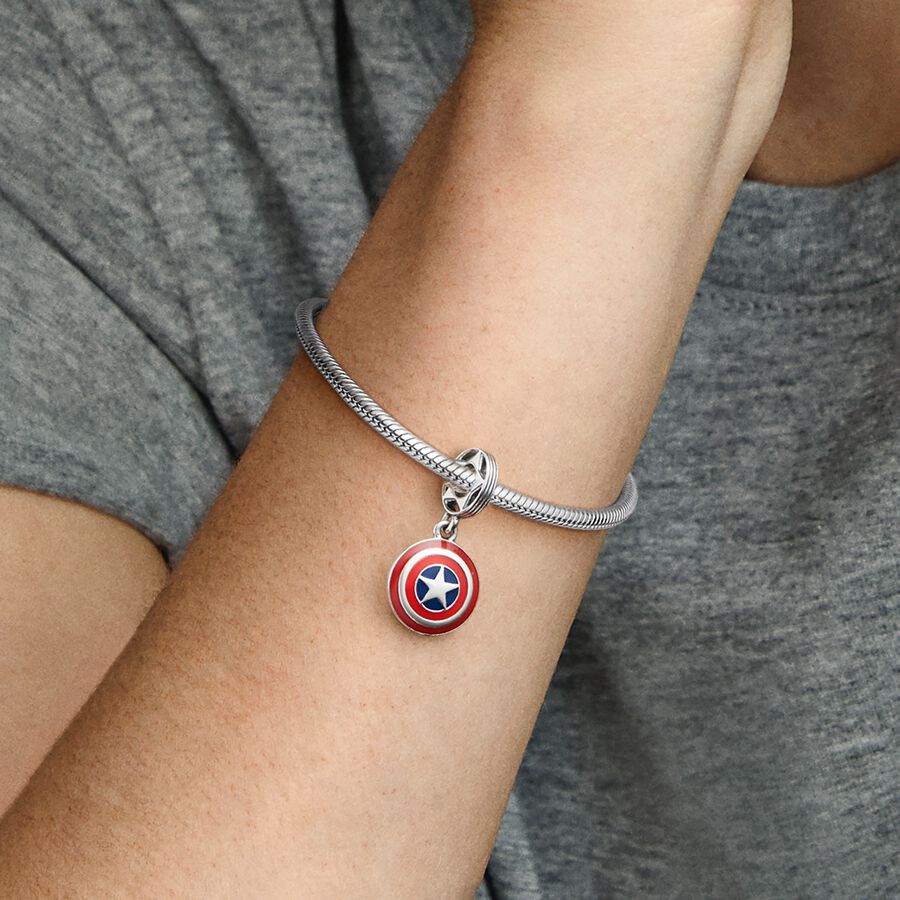 Pendre Pandora Marvel The Avengers Captain America Shield Argent | 5698-PMROC