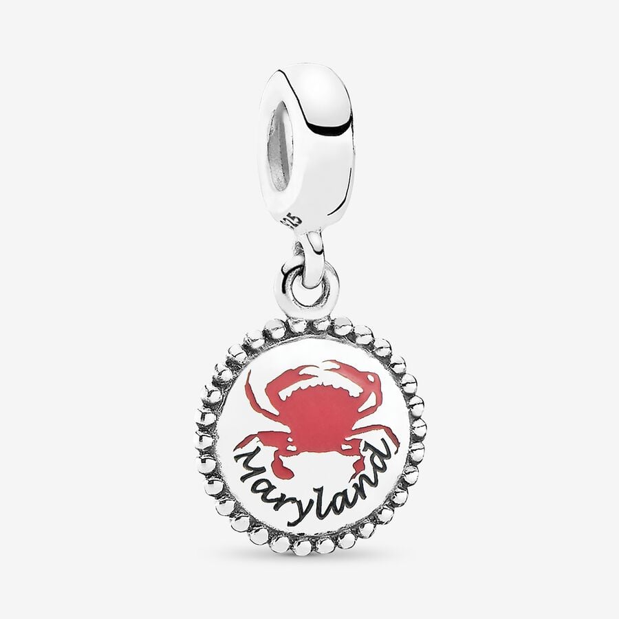 Pendre Pandora Maryland Crab Charm Mixed Enamel Argent | 6482-KQIVT