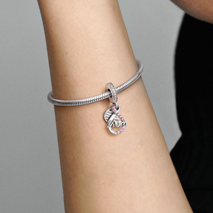 Pendre Pandora Mom Infinity Pave Double Argent | 4865-MOITC