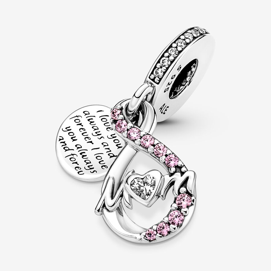 Pendre Pandora Mom Infinity Pave Double Argent | 4865-MOITC