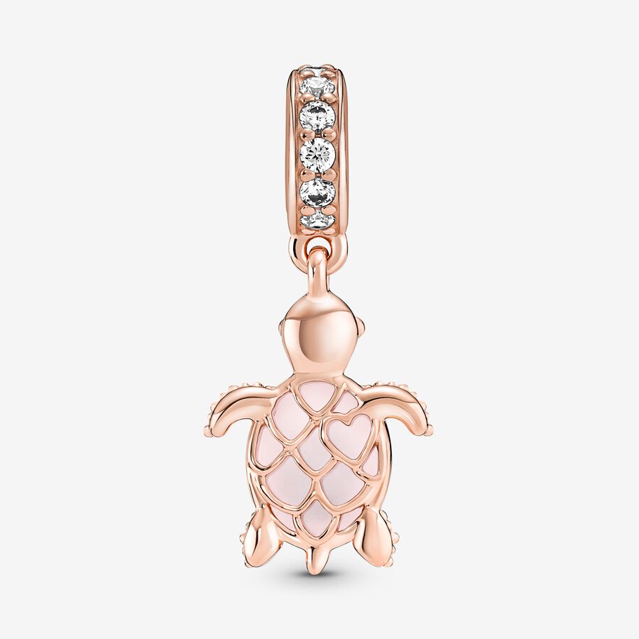 Pendre Pandora Murano Glass Pink Sea Turtle Rose Doré | 1507-ELWQG