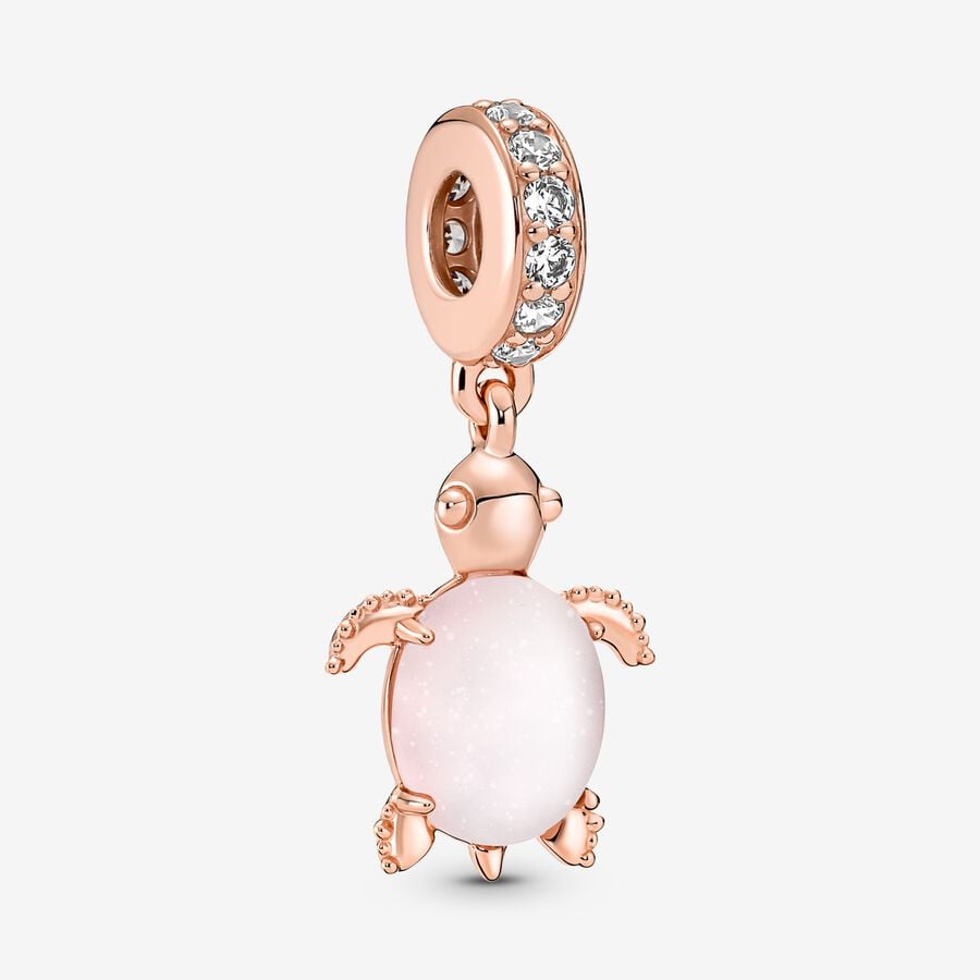 Pendre Pandora Murano Glass Pink Sea Turtle Rose Doré | 1507-ELWQG