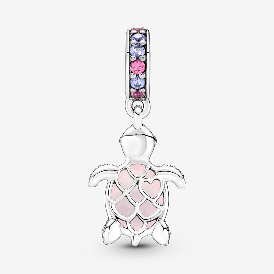 Pendre Pandora Murano Glass Pink Sea Turtle Argent | 9416-DTMYH