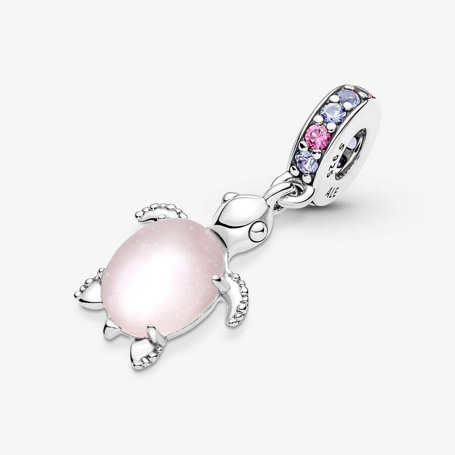 Pendre Pandora Murano Glass Pink Sea Turtle Argent | 9416-DTMYH