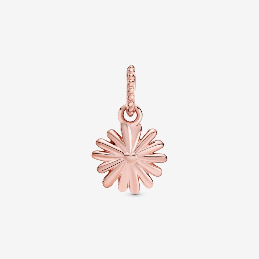 Pendre Pandora Pink Daisy Flower Rose Doré | 3726-VIGUZ