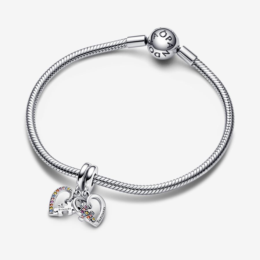 Pendre Pandora Puzzle Piece Hearts Splittable Friendship Argent | 2743-VNTDW