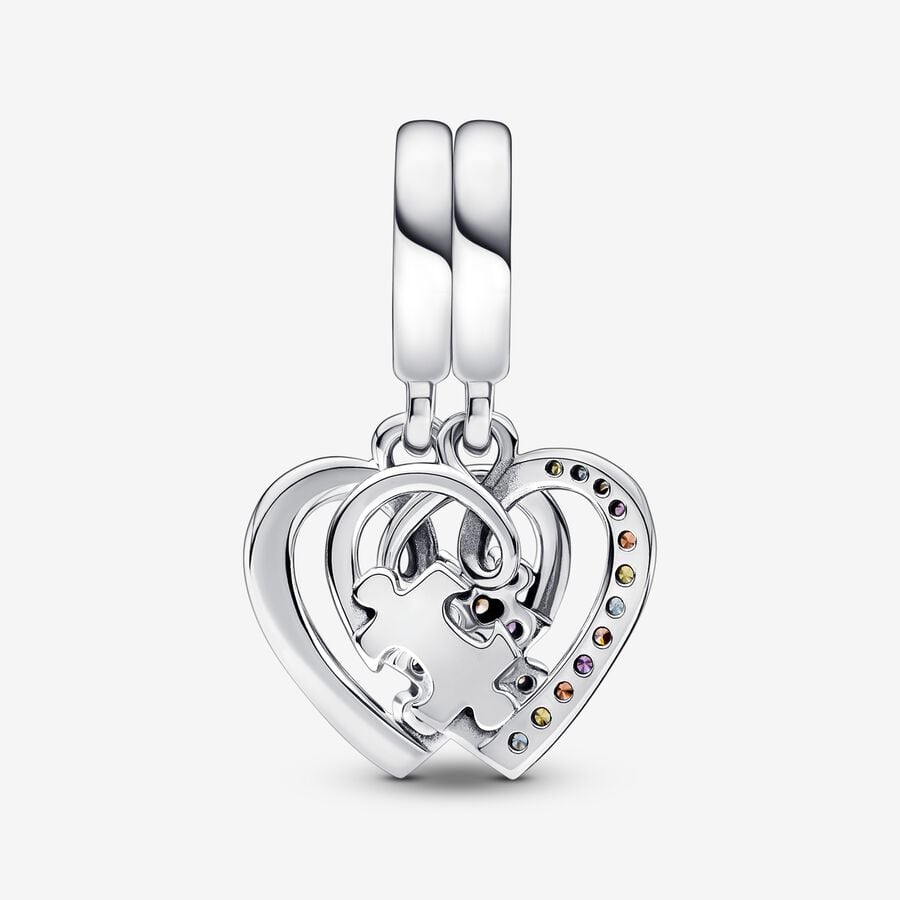 Pendre Pandora Puzzle Piece Hearts Splittable Friendship Argent | 2743-VNTDW