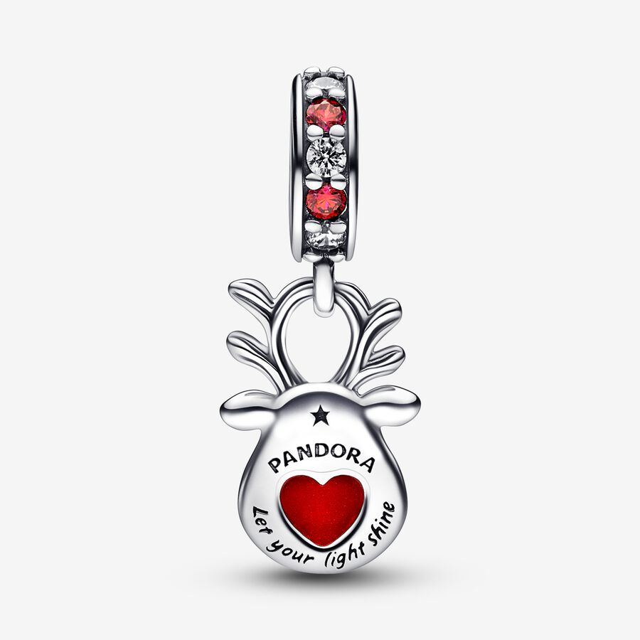 Pendre Pandora Red Nose Reindeer Murano Argent | 3874-DNRHP