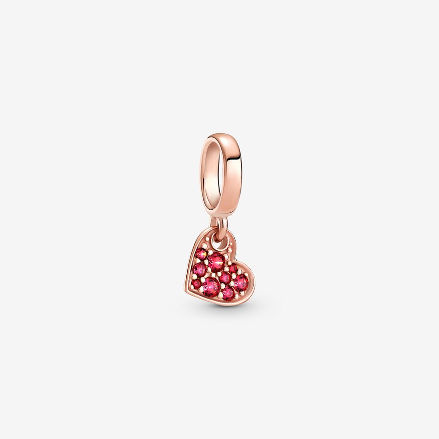 Pendre Pandora Red Pave Tilted Rose Doré | 4723-RYAPB