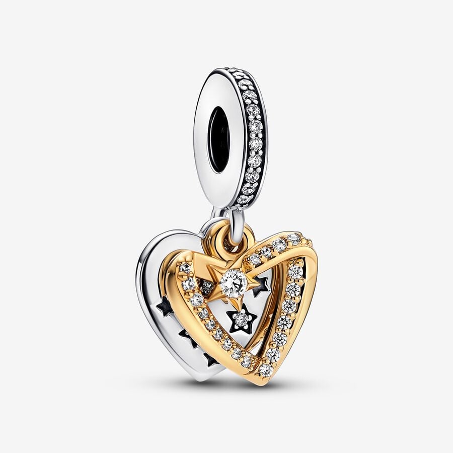 Pendre Pandora Shooting Star Hearts Double Two-tone | 2764-ATZXV