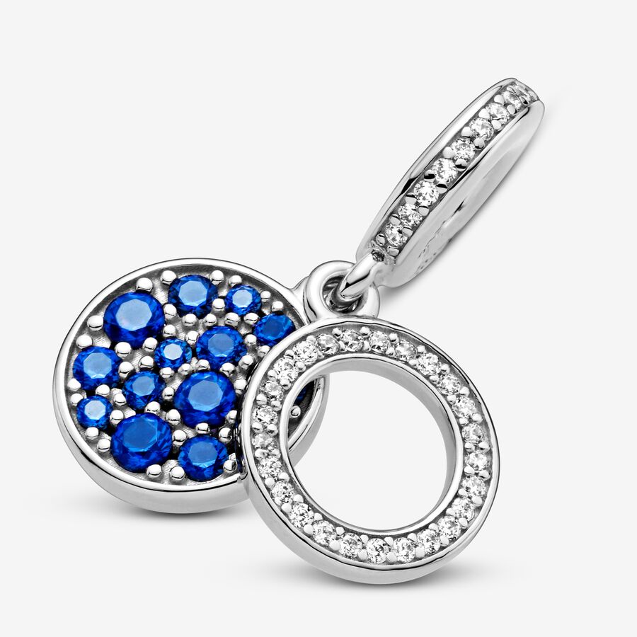 Pendre Pandora Sparkling Blue Disc Double Argent | 2415-RDXAJ