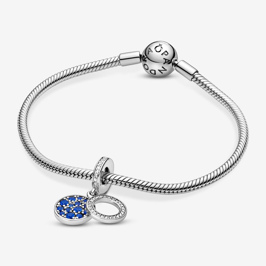 Pendre Pandora Sparkling Blue Disc Double Argent | 2415-RDXAJ