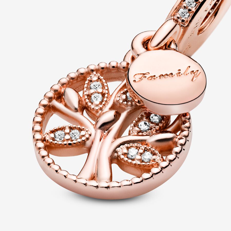 Pendre Pandora Sparkling Family Tree Rose Doré | 9380-EFAMI