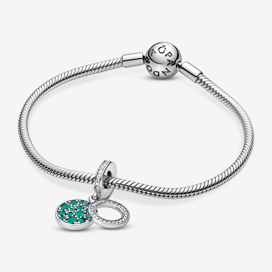 Pendre Pandora Sparkling Green Disc Double Argent | 5762-YIJMK