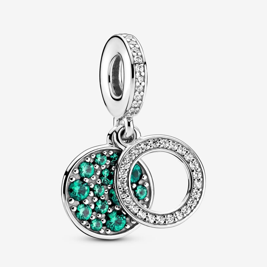 Pendre Pandora Sparkling Green Disc Double Argent | 5762-YIJMK