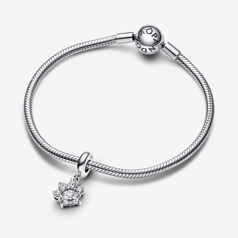 Pendre Pandora Sparkling Pet Paw Print Argent | 5471-CXTYU