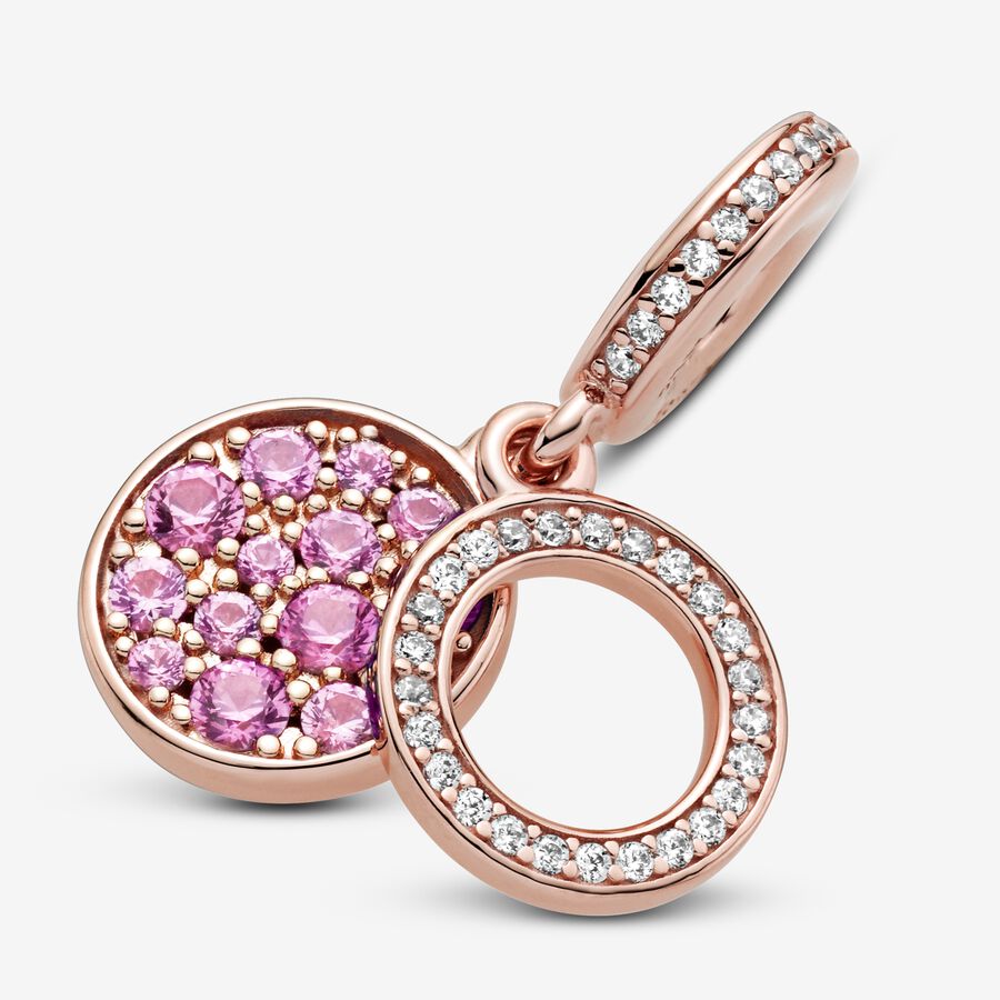 Pendre Pandora Sparkling Pink Disc Double Rose Doré | 6572-IAQEV