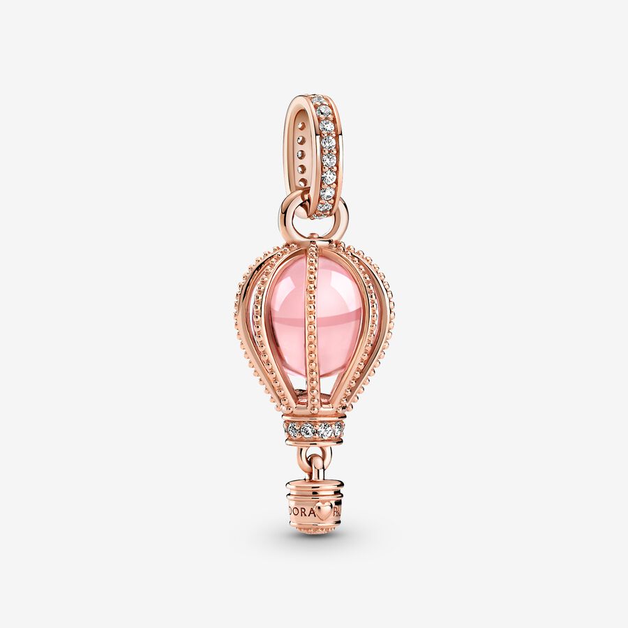 Pendre Pandora Sparkling Pink Hot Air Balloon Rose Doré | 5248-HDFSW