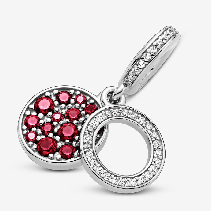 Pendre Pandora Sparkling Red Disc Double Argent | 5790-GBUSP