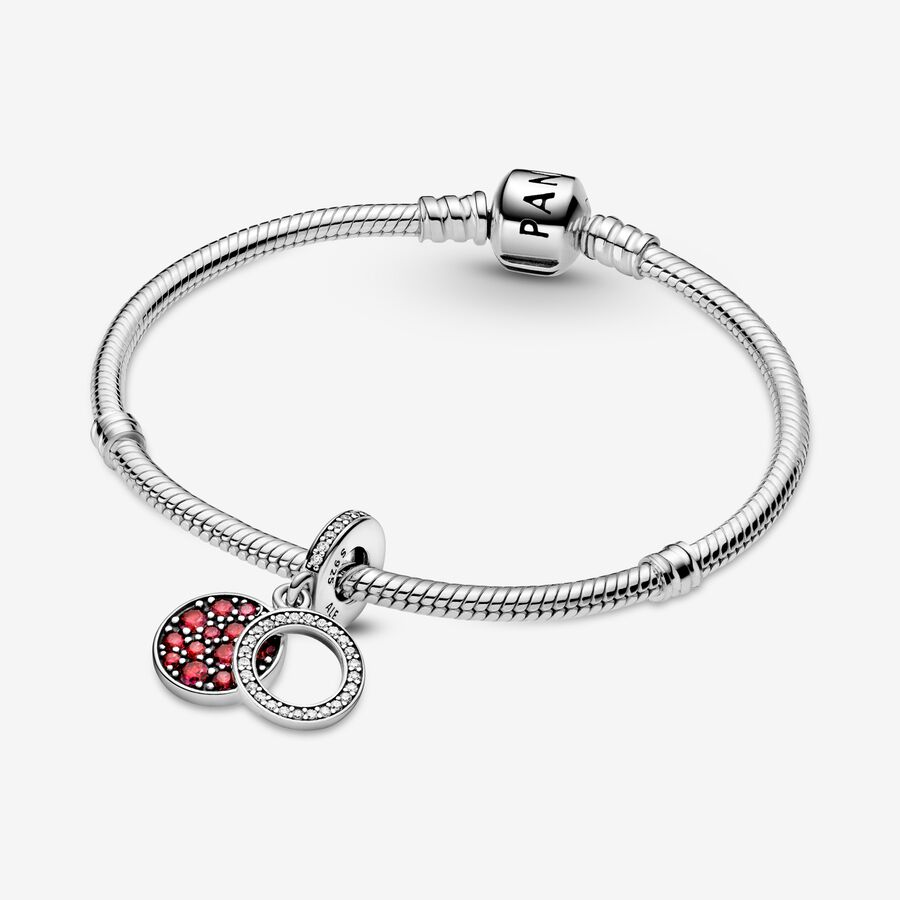 Pendre Pandora Sparkling Red Disc Double Argent | 5790-GBUSP