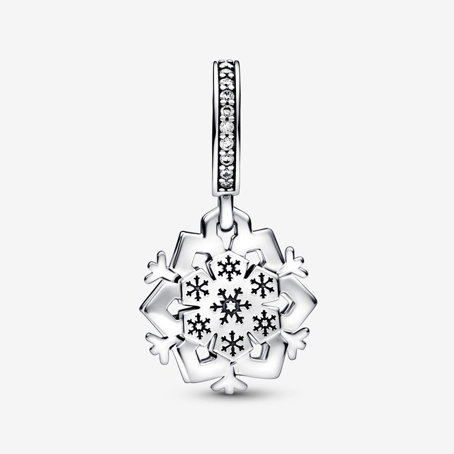 Pendre Pandora Sparkling Snowflake Double Argent | 4730-MOFGY