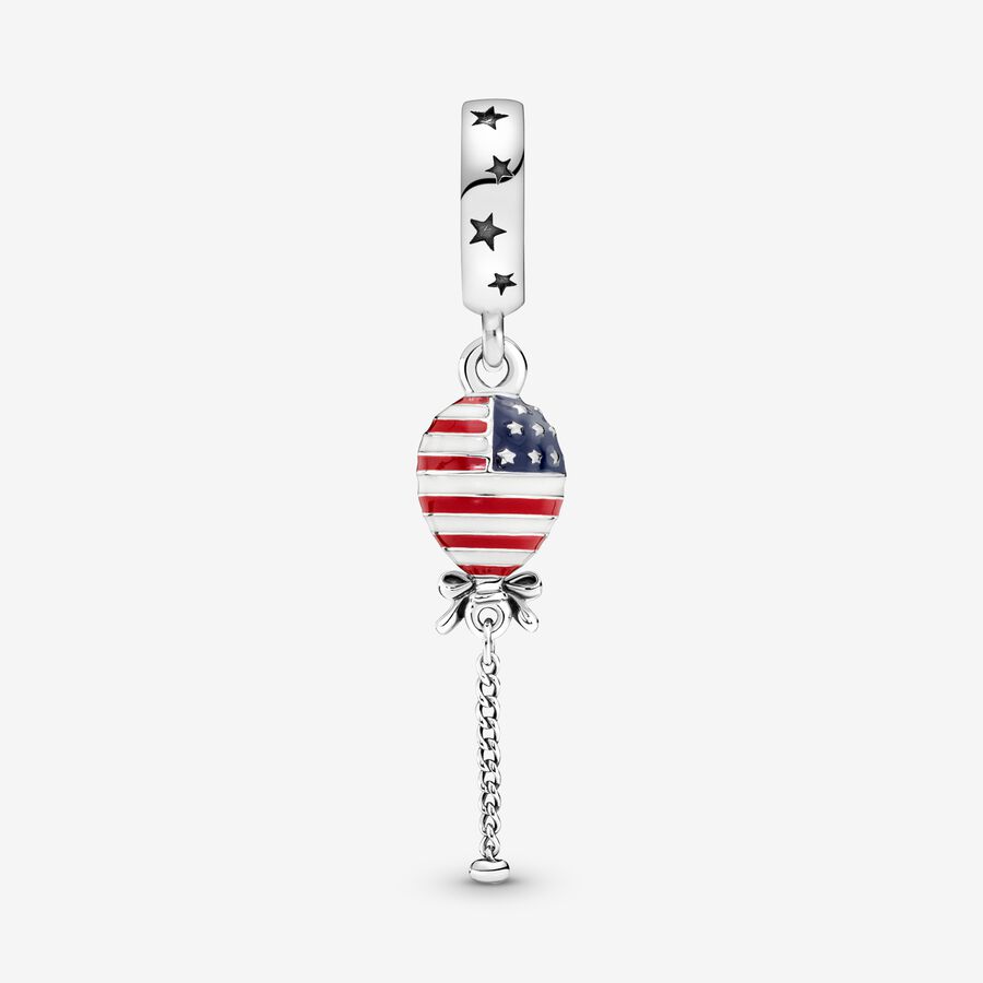 Pendre Pandora Stars Stripes & Bow Balloon Argent | 8561-RYOXV