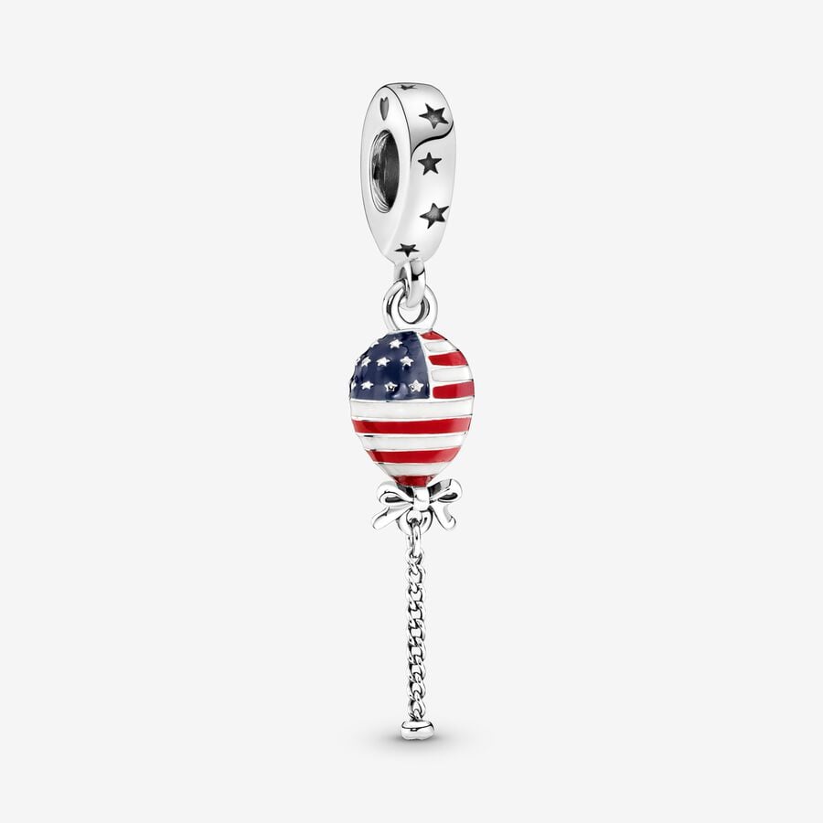 Pendre Pandora Stars Stripes & Bow Balloon Argent | 8561-RYOXV