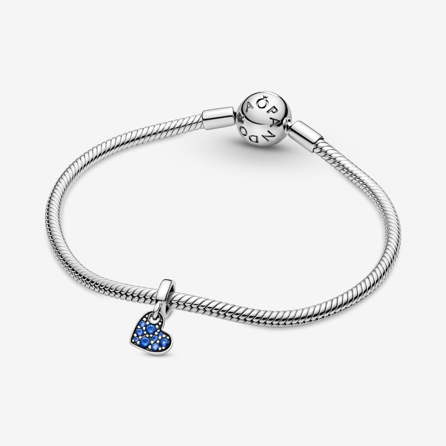 Pendre Pandora Stellar Blue Pave Tilted Argent | 9273-XKSPF