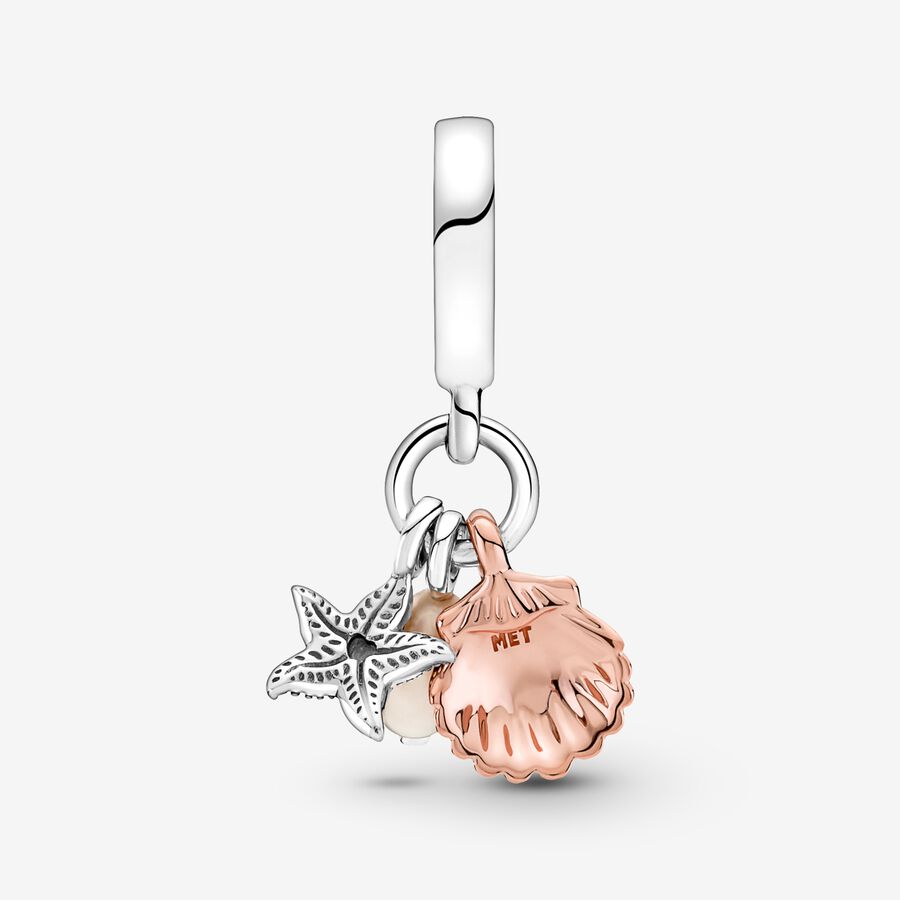 Pendre Pandora Treated Freshwater Cultured Pearl Starfish & Shell Triple Two-tone | 3512-EFJOD