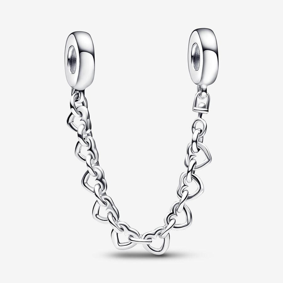 Safety Pandora Linked Hearts Argent | 9345-WTPZH