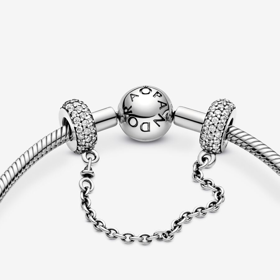 Safety Pandora Sparkling Pave Argent | 4672-KYVJP