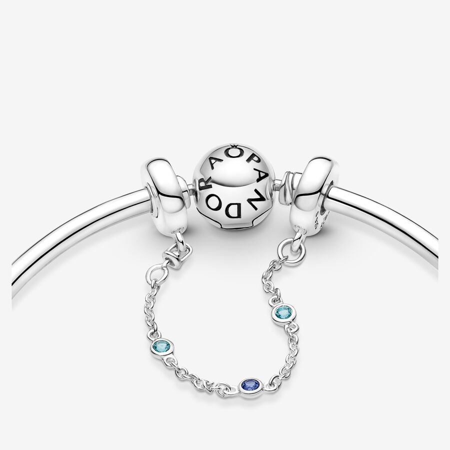 Safety Pandora Triple Blue Stone Argent | 6790-HCPTZ