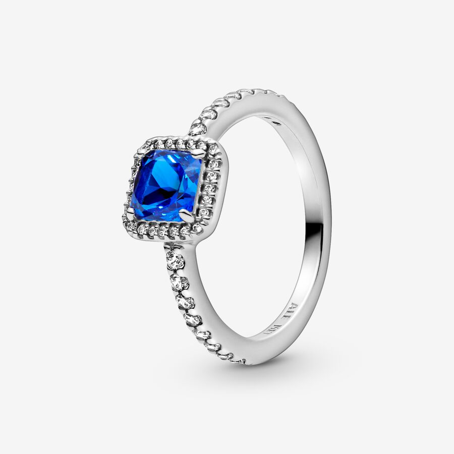 Solitaire Pandora Blue Square Sparkle Argent | 4391-WJSOV