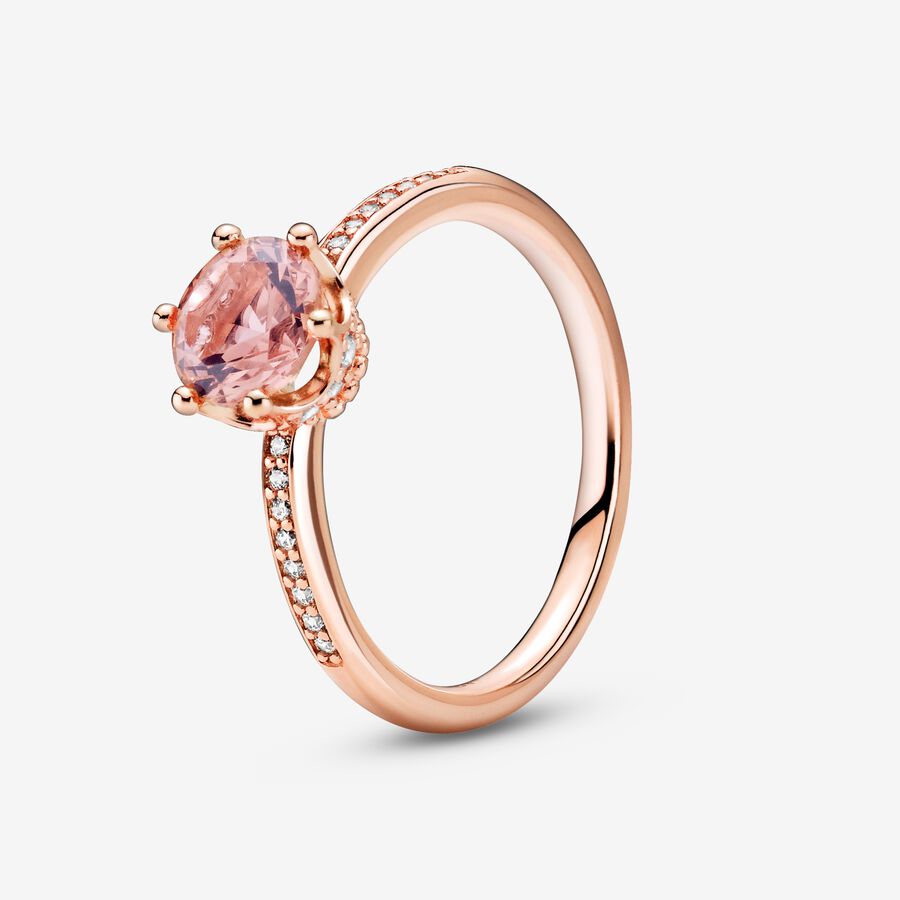 Solitaire Pandora Pink Sparkling Crown Rose Doré | 8316-BRTKE