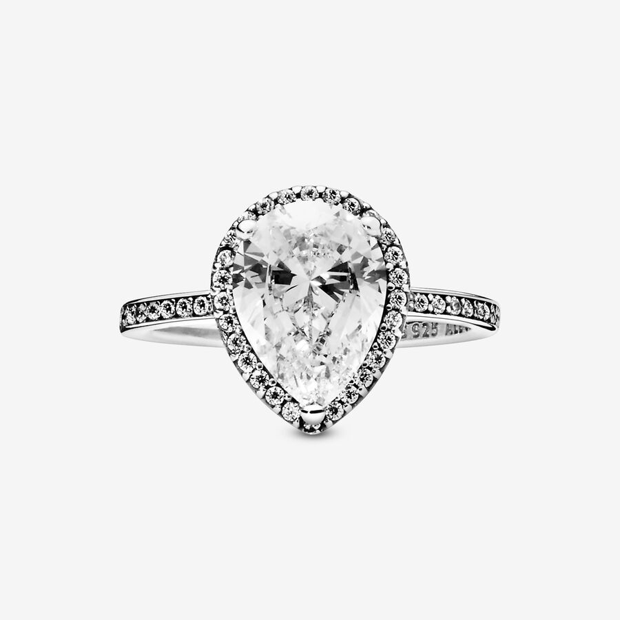 Solitaire Pandora Radiant Teardrop with Cubic Zirconia Argent | 9572-FVZXI