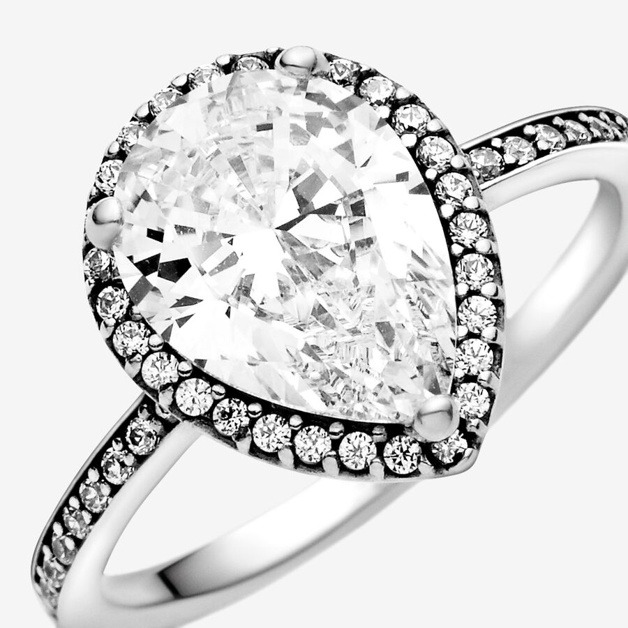 Solitaire Pandora Radiant Teardrop with Cubic Zirconia Argent | 9572-FVZXI