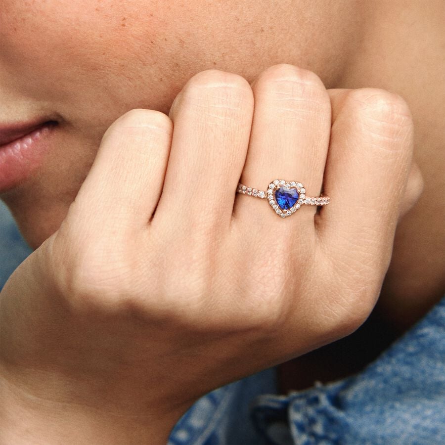 Solitaire Pandora Sparkling Blue Elevated Rose Doré | 5390-AGQEP