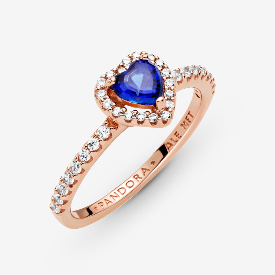 Solitaire Pandora Sparkling Blue Elevated Rose Doré | 5390-AGQEP