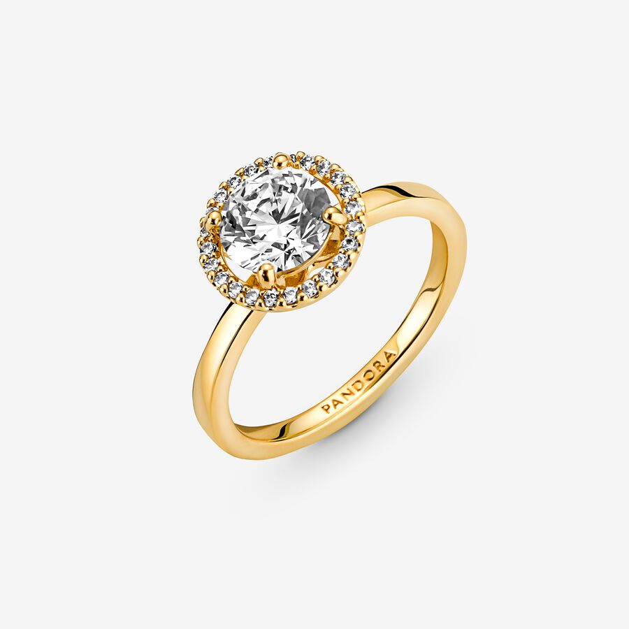 Solitaire Pandora Sparkling Round Doré | 3290-QUZOJ