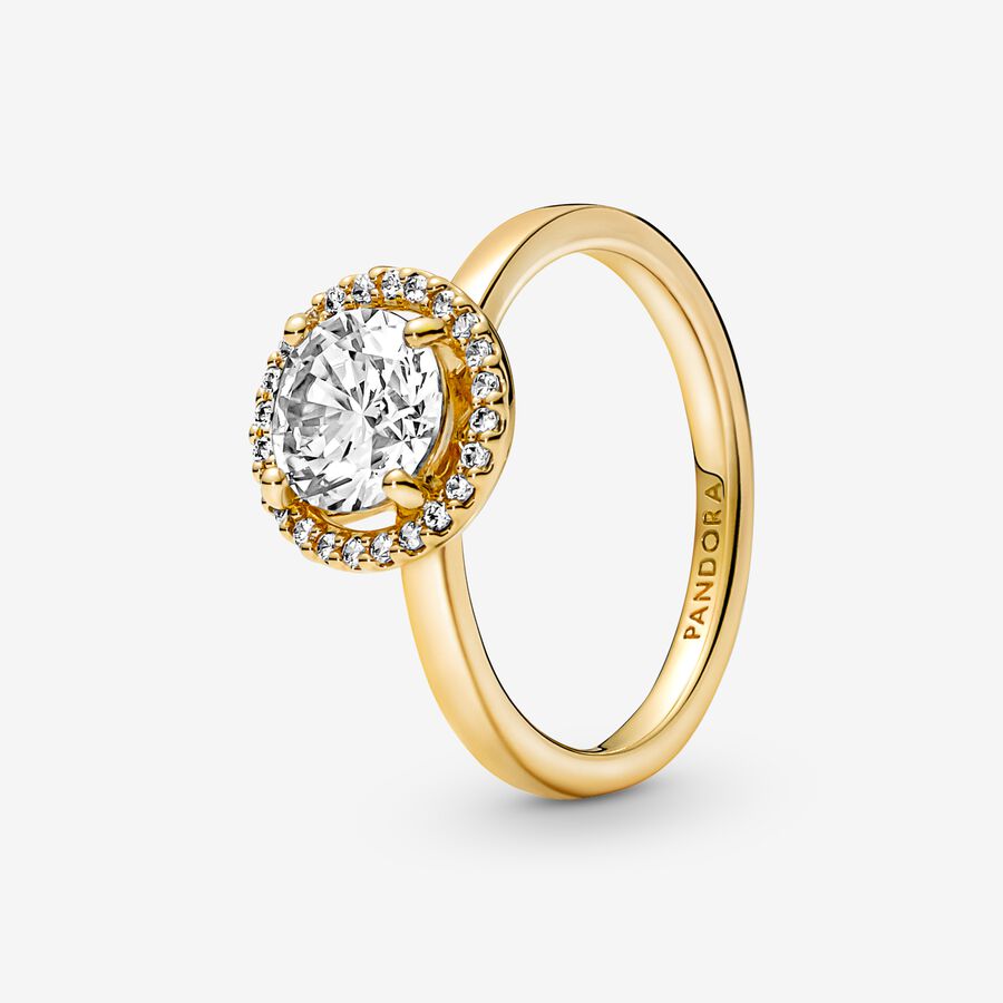 Solitaire Pandora Sparkling Round Doré | 3290-QUZOJ