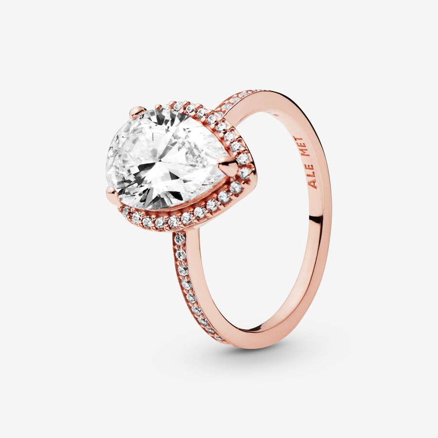 Solitaire Pandora Sparkling Teardrop Rose Doré | 4763-NZXOI