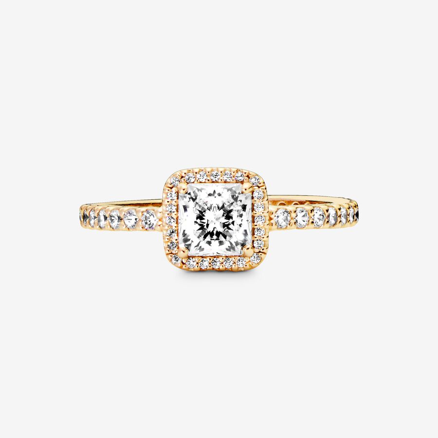 Solitaire Pandora Square Sparkle Doré | 8017-JRFGE