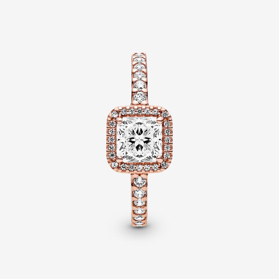 Solitaire Pandora Square Sparkle Rose Doré | 3186-VDQZF