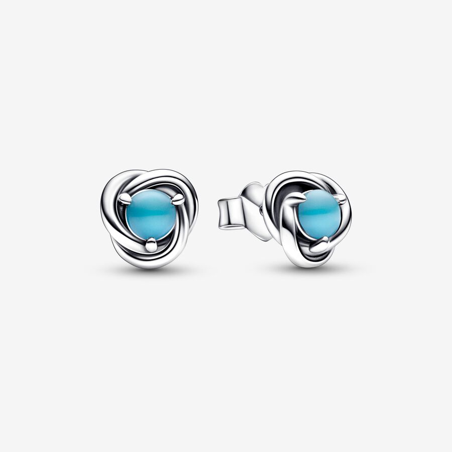 Étalon Pandora December Turquoise Blue Eternity Circle Argent | 0195-UPKVQ