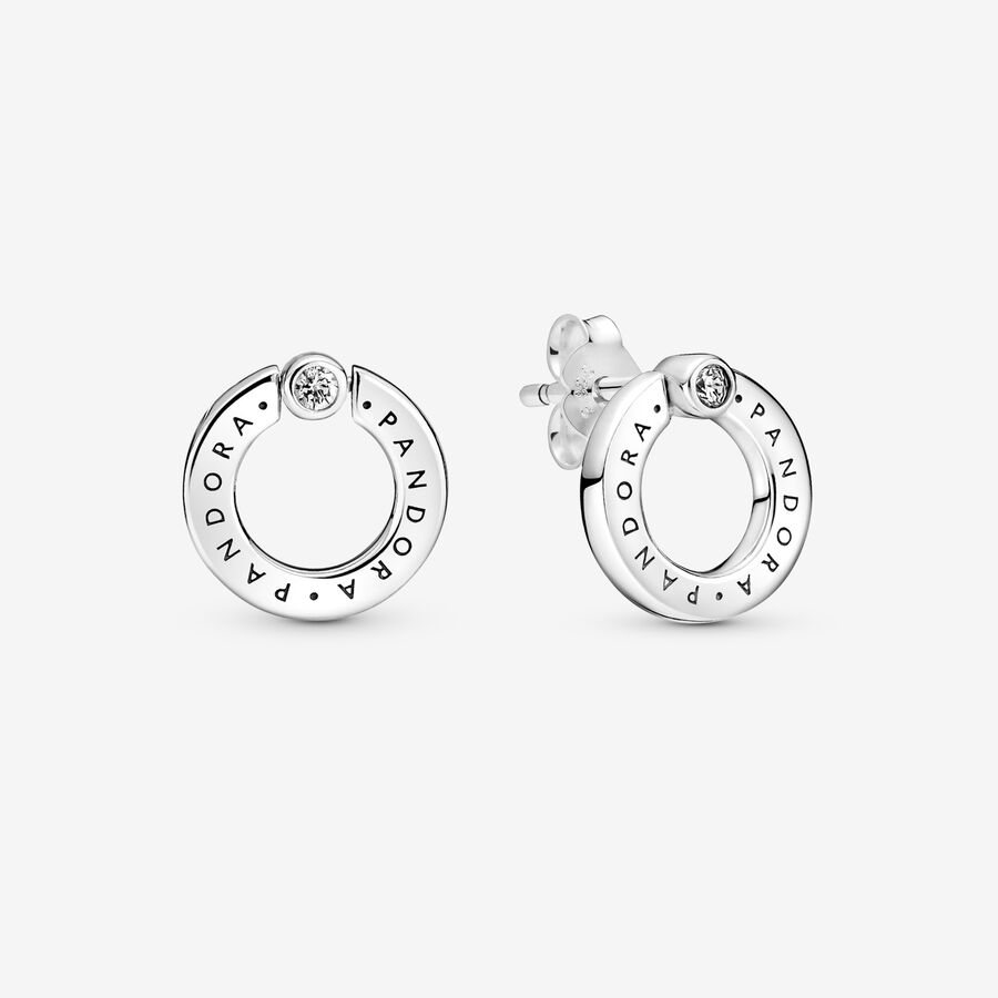 Étalon Pandora Pave & Logo Circle Reversible Argent | 2187-KZRHT